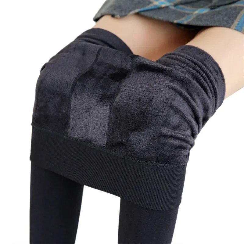 Leggings Chauds Taille Haute en Velours Extensibles pour Femme