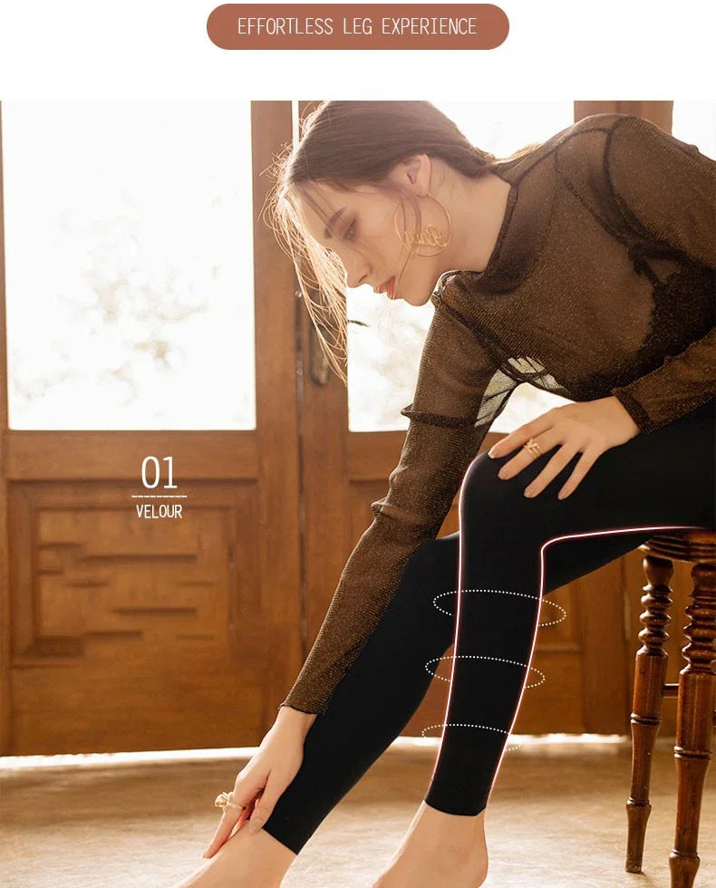 Leggings Chauds Taille Haute en Velours Extensibles pour Femme