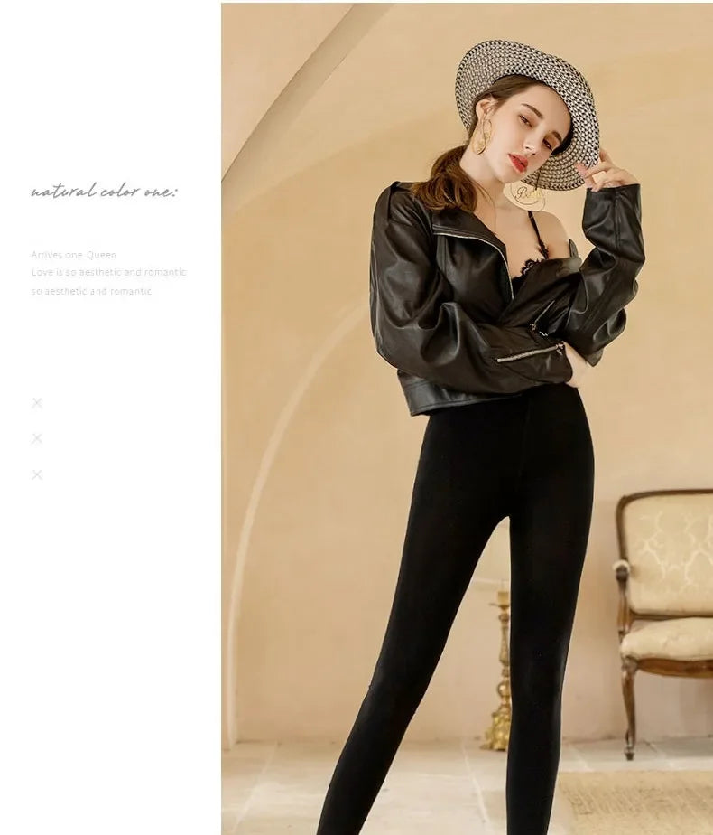 Leggings Chauds Taille Haute en Velours Extensibles pour Femme