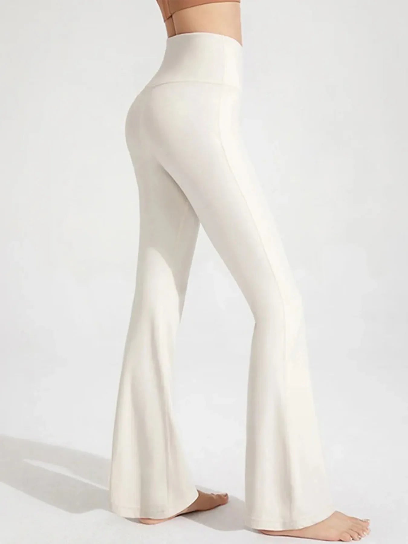 Pantalon Évasé Taille Haute Effet Gainant Coton pour Yoga et Course