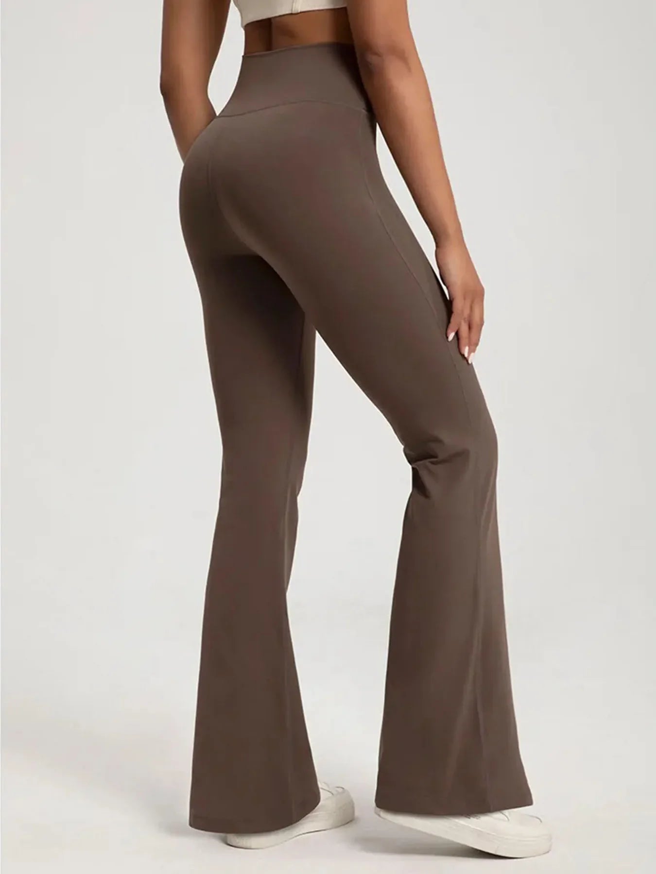 Pantalon Évasé Taille Haute Effet Gainant Coton pour Yoga et Course