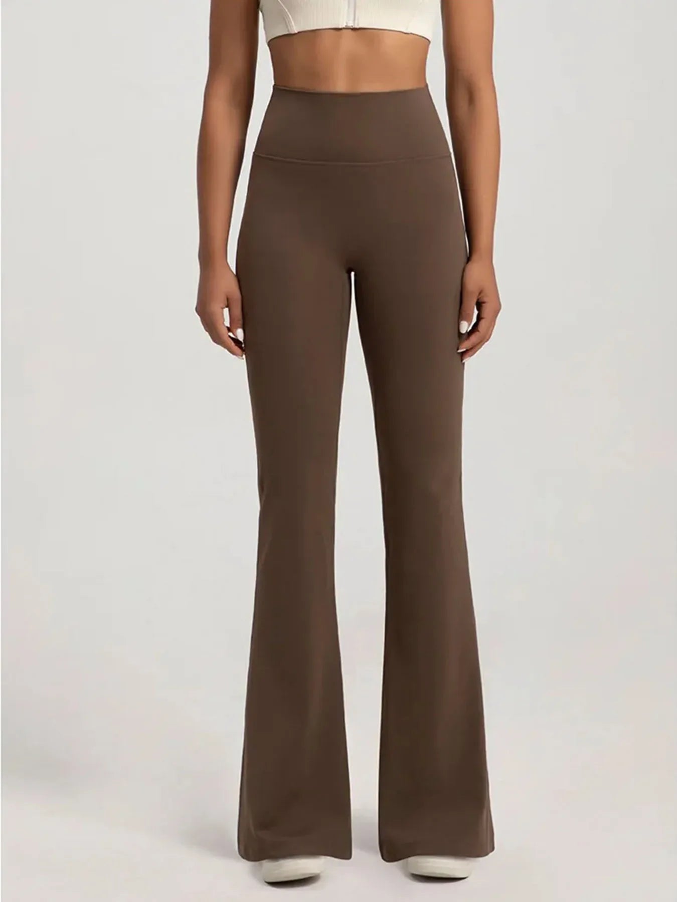 Pantalon Évasé Taille Haute Effet Gainant Coton pour Yoga et Course