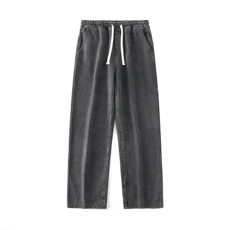 Pantalon Jean Jambe Large Streetwear Homme Coton Mélangé