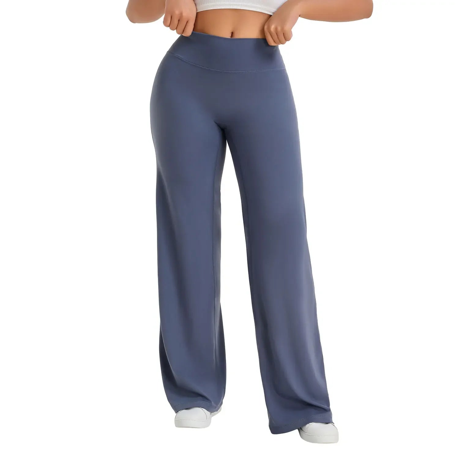 Pantalon Yoga Taille Mi-Haute en Nylon Extensible Peau Nue