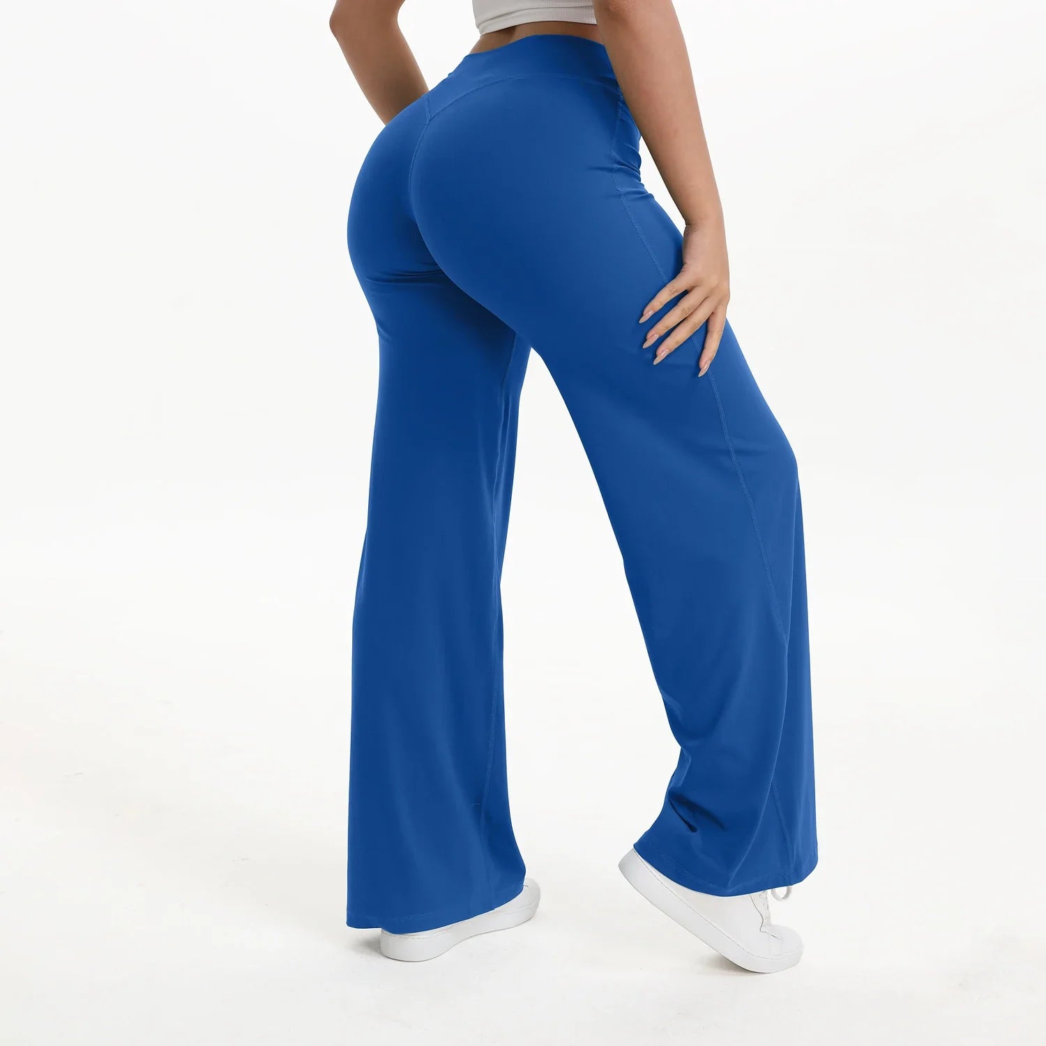 Pantalon Yoga Taille Mi-Haute en Nylon Extensible Peau Nue