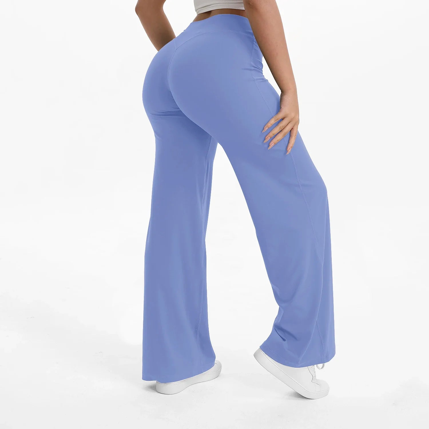 Pantalon Yoga Taille Mi-Haute en Nylon Extensible Peau Nue
