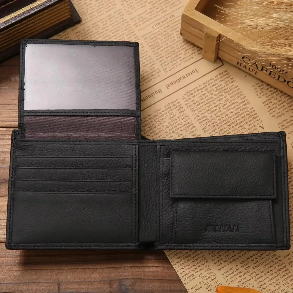 Portefeuille Court Homme en Cuir Véritable Peau de Vache