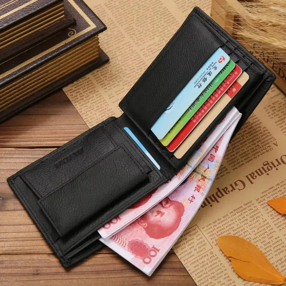 Portefeuille Court Homme en Cuir Véritable Peau de Vache