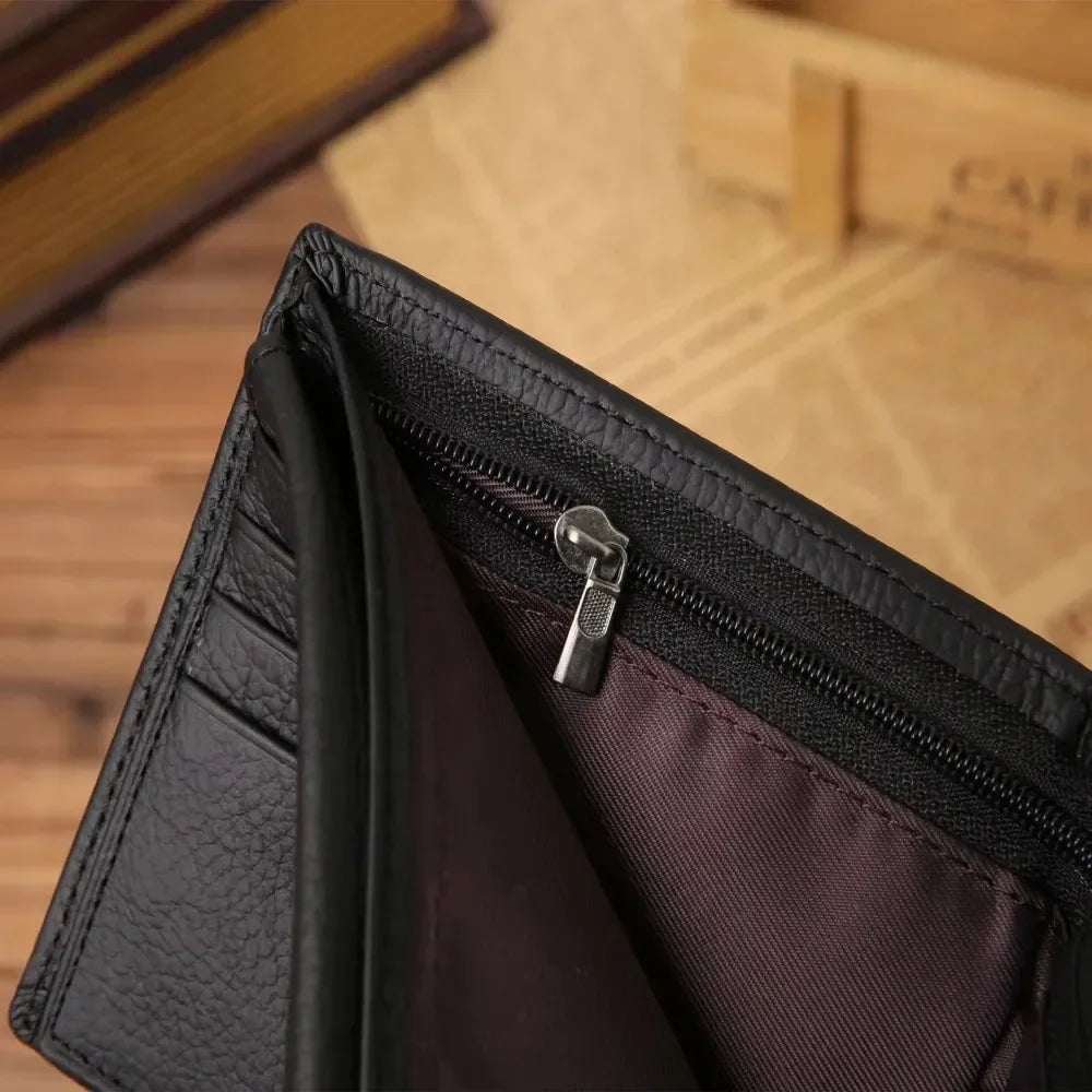 Portefeuille Court Homme en Cuir Véritable Peau de Vache