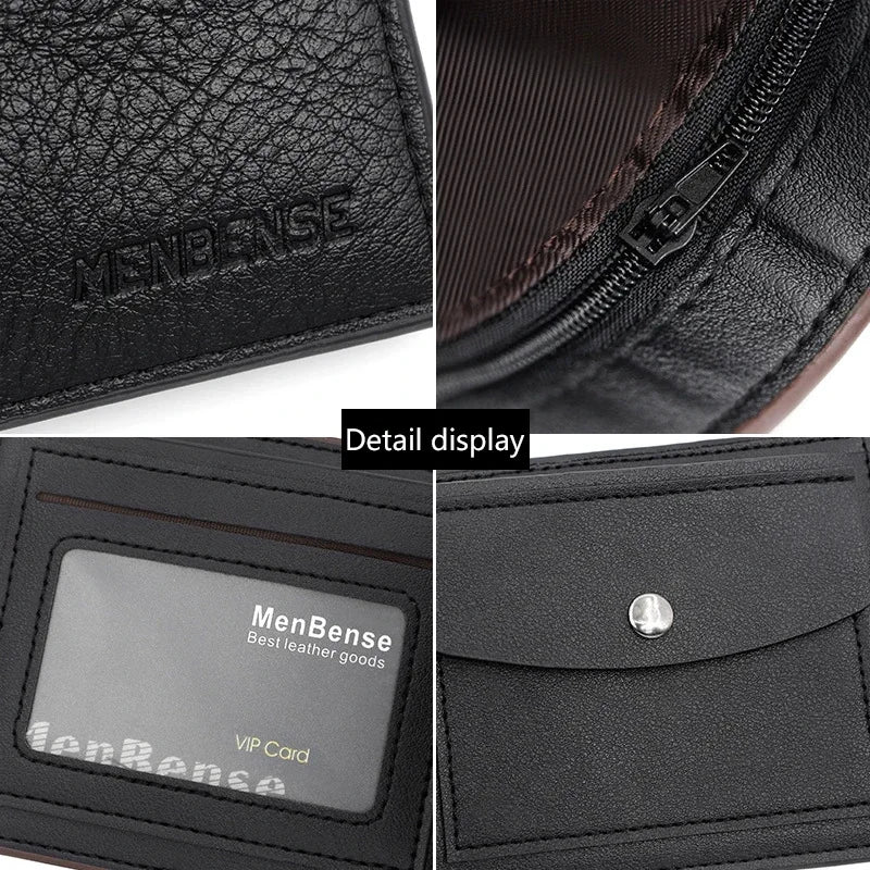 Portefeuille Court Homme Slim en Cuir PU Porte-Carte