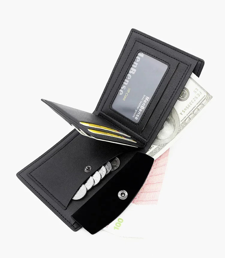 Portefeuille Court Homme Slim en Cuir PU Porte-Carte