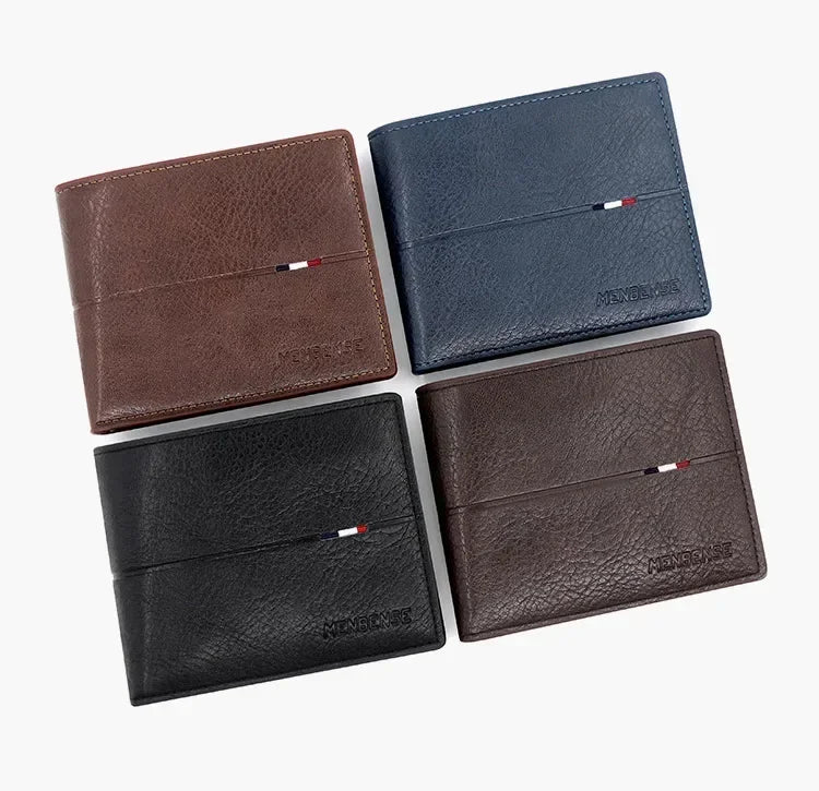 Portefeuille Court Homme Slim en Cuir PU Porte-Carte