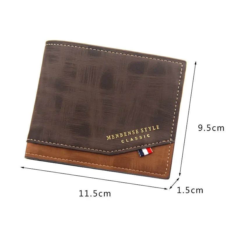 Portefeuille Court Slim en Cuir PU Classique pour Homme