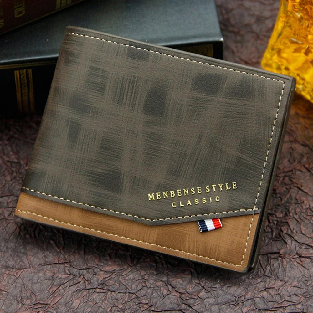 Portefeuille Court Slim en Cuir PU Classique pour Homme
