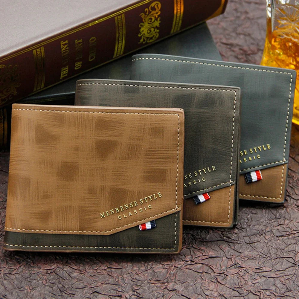 Portefeuille Court Slim en Cuir PU Classique pour Homme
