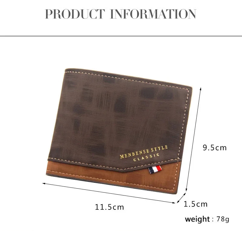 Portefeuille Court Slim en Cuir PU Classique pour Homme