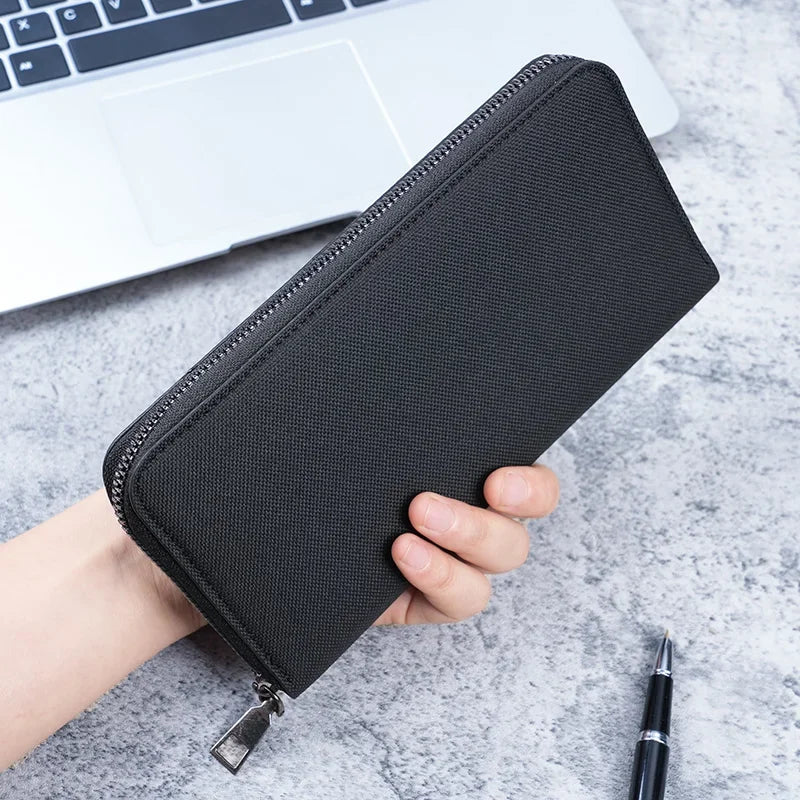 Portefeuille Zippé Long pour Homme Multi-Cartes Grande Capacité