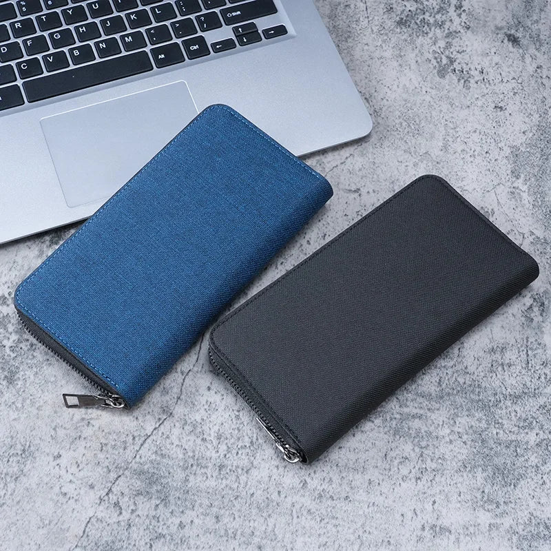 Portefeuille Zippé Long pour Homme Multi-Cartes Grande Capacité