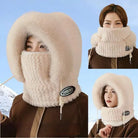 Bonnet Peluche Thermique Avec Écharpe Intégrée et Cache-Cou