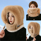 Bonnet Peluche Thermique Avec Écharpe Intégrée et Cache-Cou