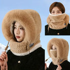 Bonnet Peluche Thermique Avec Écharpe Intégrée et Cache-Cou