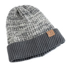 Bonnet Tricot Doublé Fourrure Bicolore Unisexe Chaud Hiver