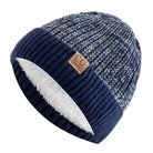 Bonnet Tricot Doublé Fourrure Bicolore Unisexe Chaud Hiver