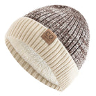 Bonnet Tricot Doublé Fourrure Bicolore Unisexe Chaud Hiver