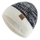 Bonnet Tricot Doublé Fourrure Bicolore Unisexe Chaud Hiver
