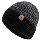 Bonnet Tricot Doublé Fourrure Bicolore Unisexe Chaud Hiver