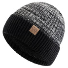 Bonnet Tricot Doublé Fourrure Bicolore Unisexe Chaud Hiver