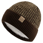 Bonnet Tricot Doublé Fourrure Bicolore Unisexe Chaud Hiver