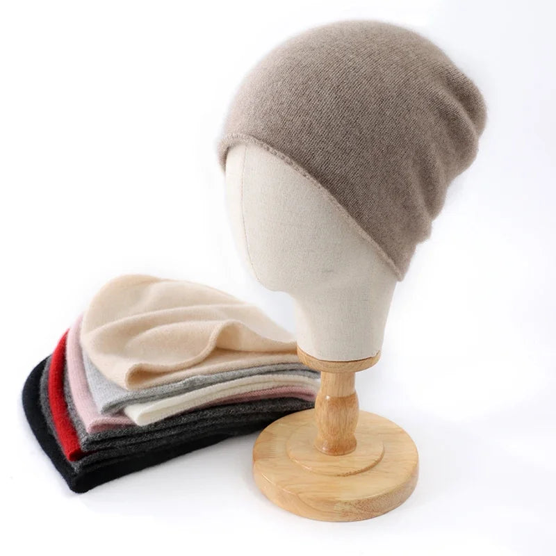 Bonnet Tricoté 100% Cachemire Unisexe Chaud Décontracté Extérieur