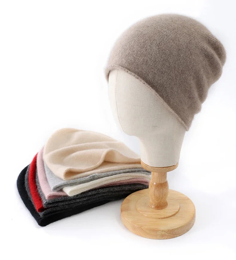 Bonnet Tricoté 100% Cachemire Unisexe Chaud Décontracté Extérieur