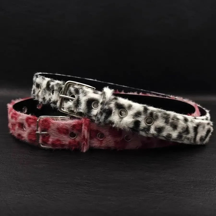Ceinture en Daim Style Y2K Rose et Blanc