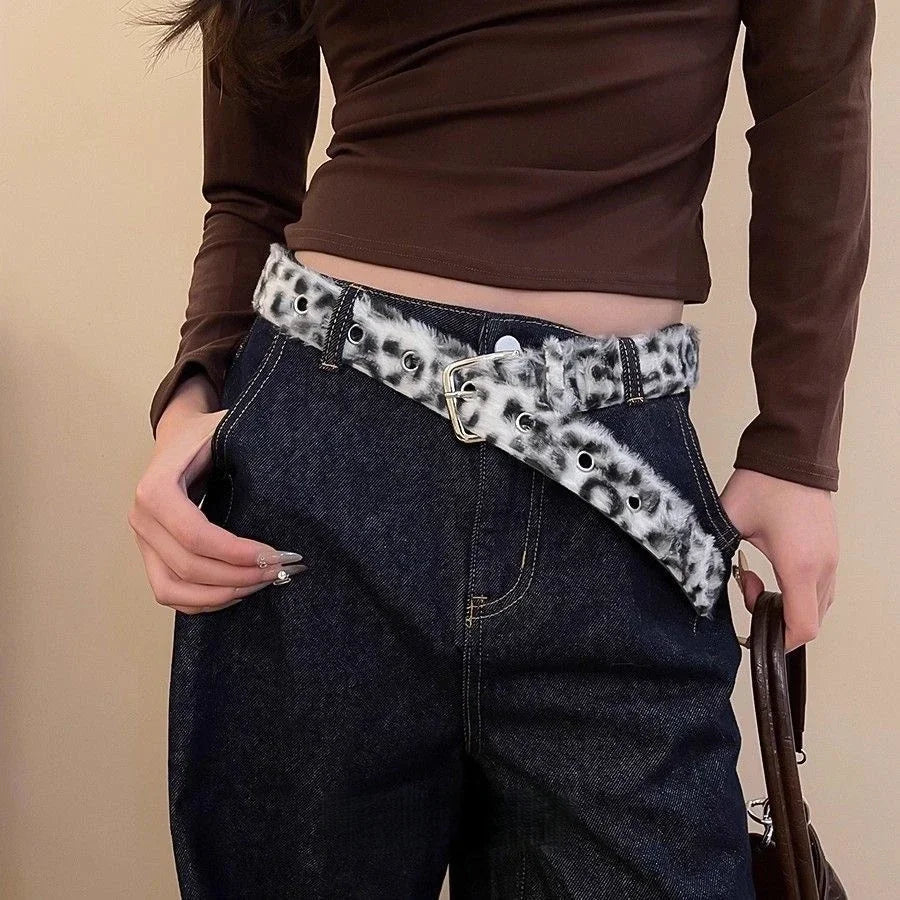 Ceinture en Daim Style Y2K Rose et Blanc