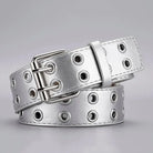 Ceinture Punk Y2K Unisexe Double Trou sans Perforation 3,7 cm