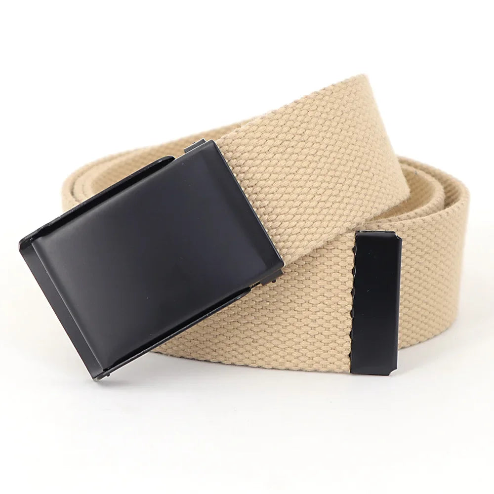 Ceinture Réversible en Toile Avec Boucle Décontractée