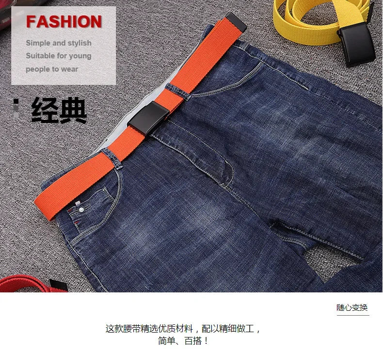 Ceinture Réversible en Toile Avec Boucle Décontractée