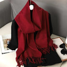 Écharpe Pashmina Polyester Épaisse Avec Franges pour Femme Hiver