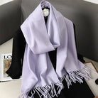 Écharpe Pashmina Polyester Épaisse Avec Franges pour Femme Hiver