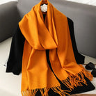 Écharpe Pashmina Polyester Épaisse Avec Franges pour Femme Hiver