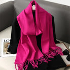 Écharpe Pashmina Polyester Épaisse Avec Franges pour Femme Hiver