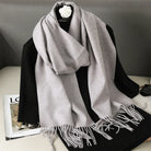Écharpe Pashmina Polyester Épaisse Avec Franges pour Femme Hiver
