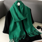 Écharpe Pashmina Polyester Épaisse Avec Franges pour Femme Hiver