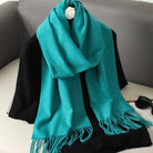 Écharpe Pashmina Polyester Épaisse Avec Franges pour Femme Hiver