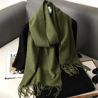 Écharpe Pashmina Polyester Épaisse Avec Franges pour Femme Hiver