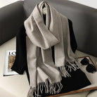 Écharpe Pashmina Polyester Épaisse Avec Franges pour Femme Hiver