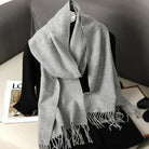 Écharpe Pashmina Polyester Épaisse Avec Franges pour Femme Hiver