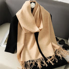 Écharpe Pashmina Polyester Épaisse Avec Franges pour Femme Hiver